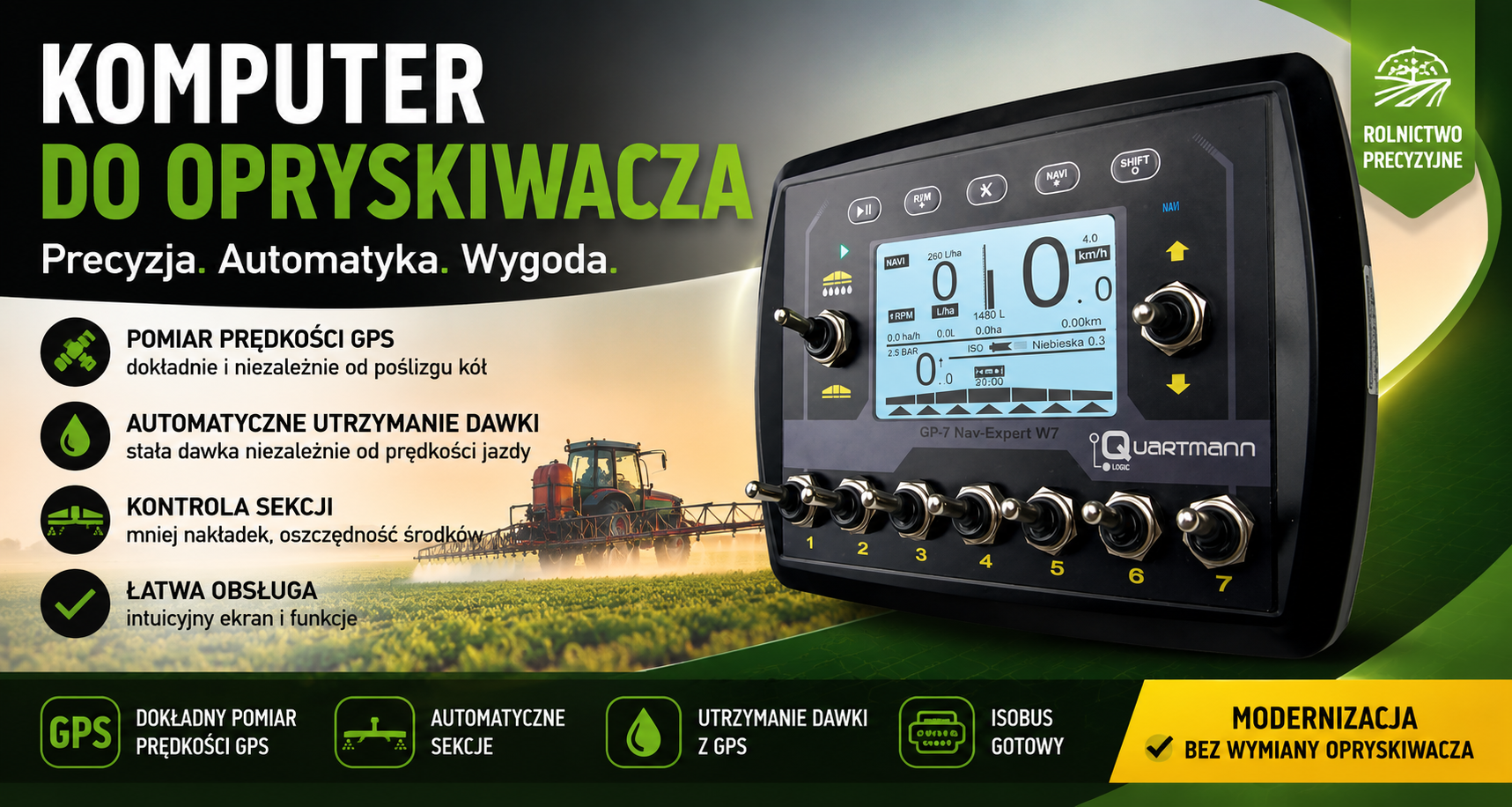 Komputer do opryskiwacza – jaki wybrać? GPS, automatyczna dawka, kontrola sekcji i integracja RTK